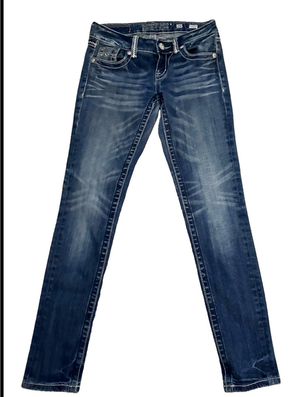 Miss Me Signature Skinny Rhinestone Stretch Jeans Low Rise  26X31 - Picture 2 of 11